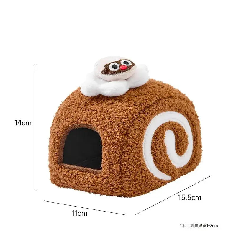 Cute Desserts Cake Plush Hamster House Small Animal Cage Landscaping Supplies Mouse House Small Pet Nest Pet Toy Hiding House