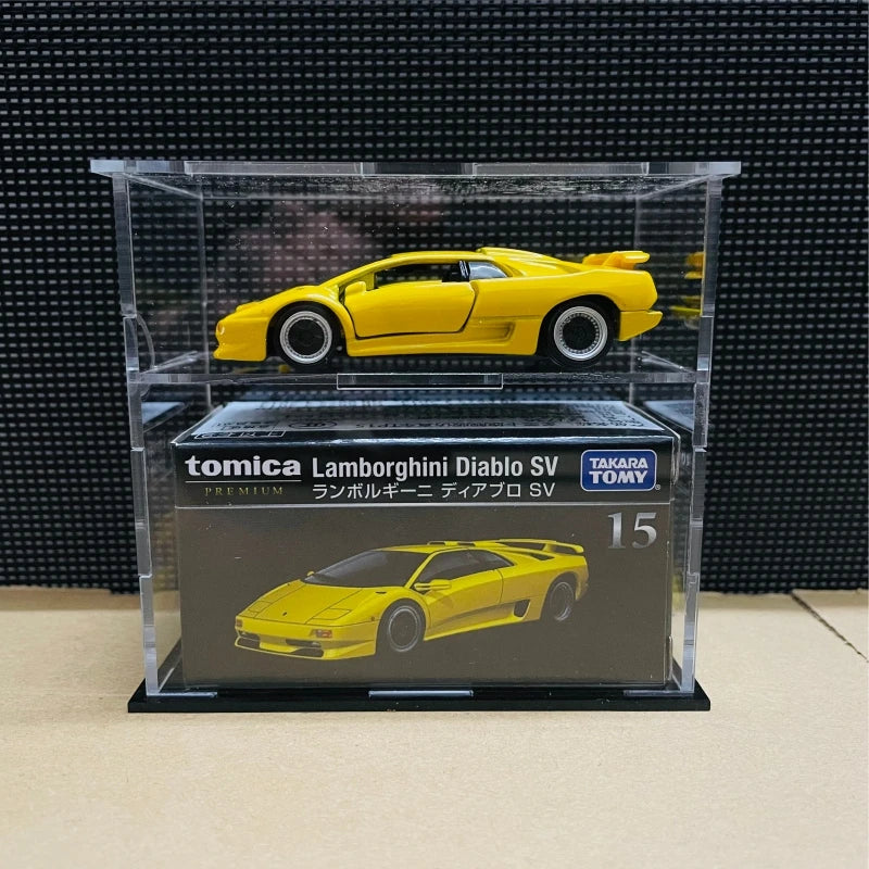 1/64 Model Cars Acrylic Display Case Fit for Mini Size MiniGT Tomica Required Assembly Proof Box Cabinet Toy Vehicles
