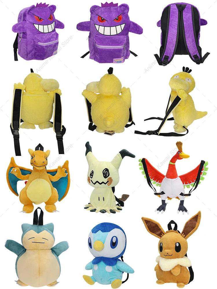Eevee Mimikyu Charizard Gengar Plush Backpack Funny Cartoon Large-Capacity Student Backpack Kindergarten Bag Child Gift
