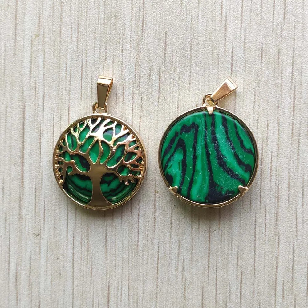 Wholesale 12pcs/lot Fashion Natural Stone Alloy Tree of Life Mix Pendants for Necklaces Jewelry Accessories Making Fast Shipping