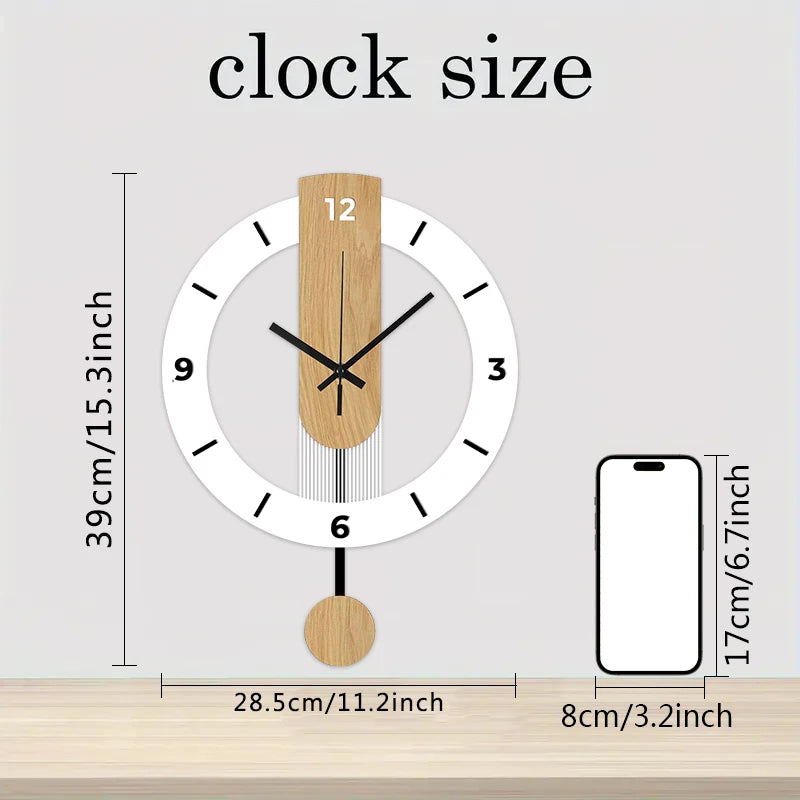 White wood grain acrylic creative pendulum clock silent clock living room bedroom kitchen office home decoration