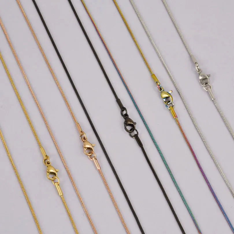45/50/60/70cm Stainless Steel Round Snake Chain Necklace For Women Men Accessories Width 1.2mm Fashion Jewelry On The Neck Gift