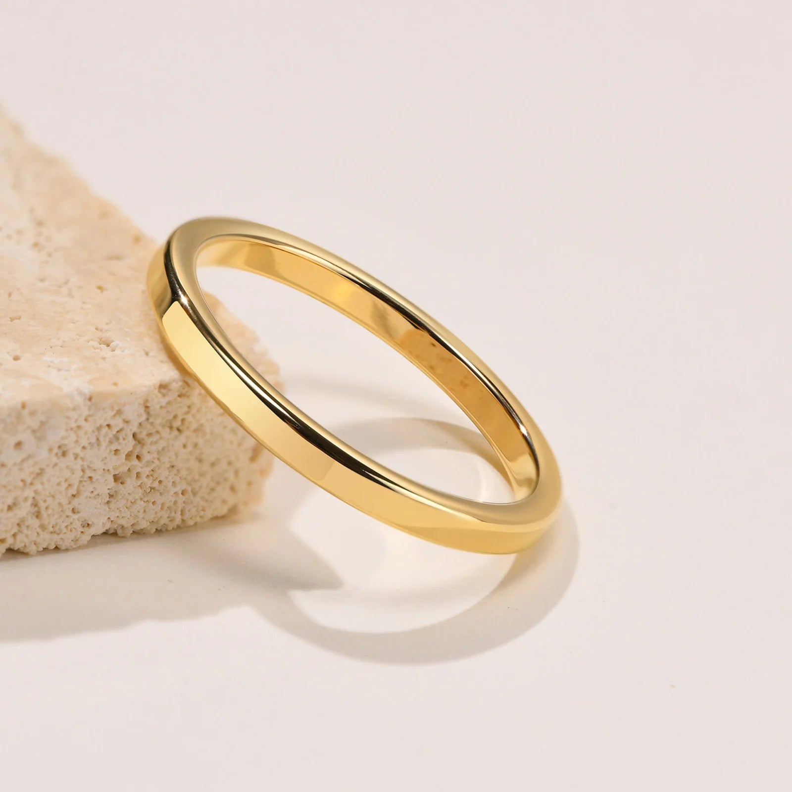 Basic 2/4/6 MM Wide Wedding Couple Ring for Women Men, PVD Gold Color Geometric Engagement Rings Finger Bands Jewelry