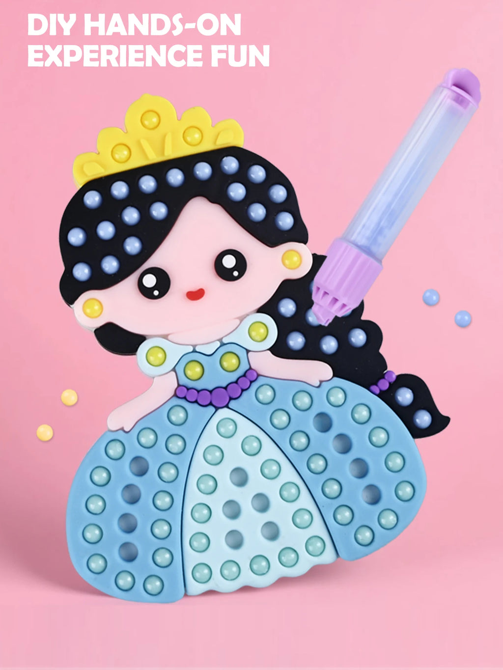 Handmade Set Beads Pen DIY Girls Toys, Creative Production Sticker Princess Rainbow Bow Girl Gifts Toy for Kids