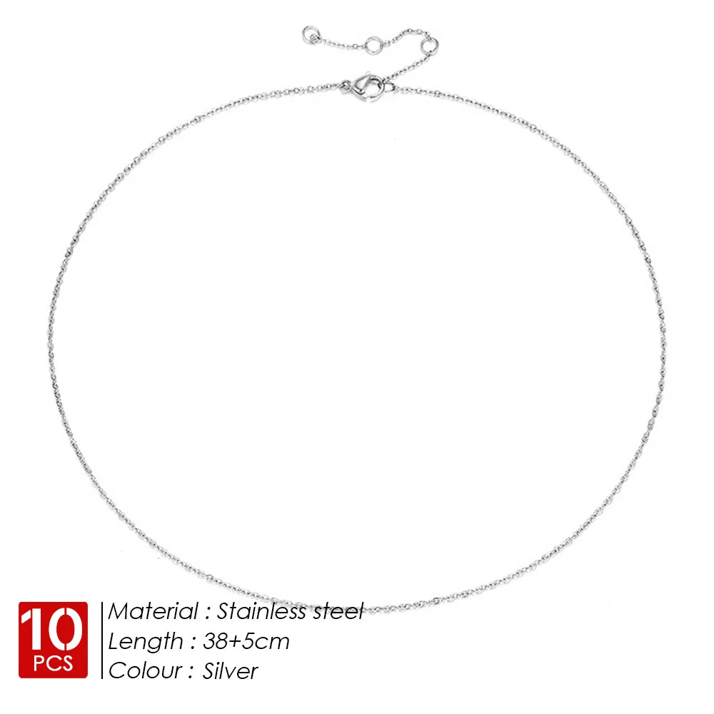 EMANCO 10PCS Fine Chain Necklace Stainless Steel Gold-Plated Women's Collar Gift Fine Jewelry DIY Wholesale