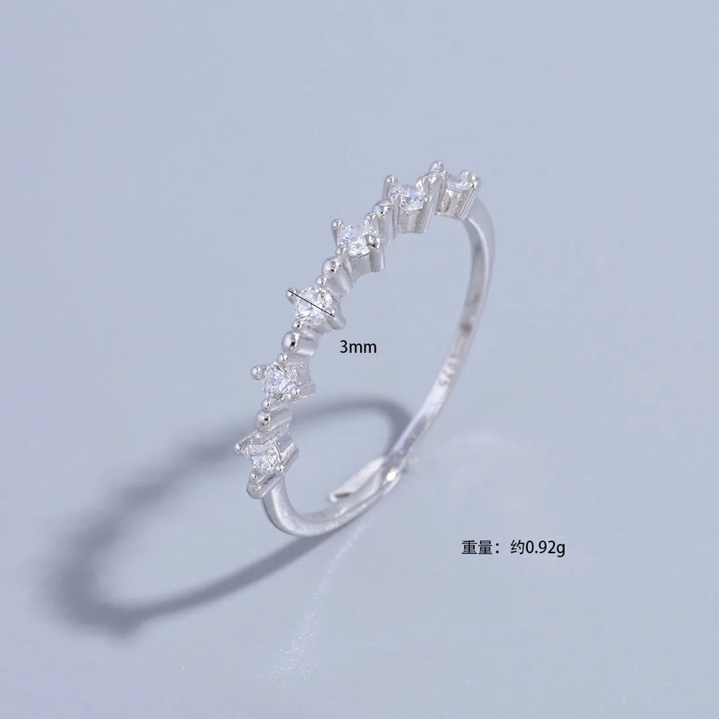 S925 Sterling Silver French Luxury Zircon Ring for Women,Simple Fashionable Jewelry Gifts Accessories Wholesale Dropshipping