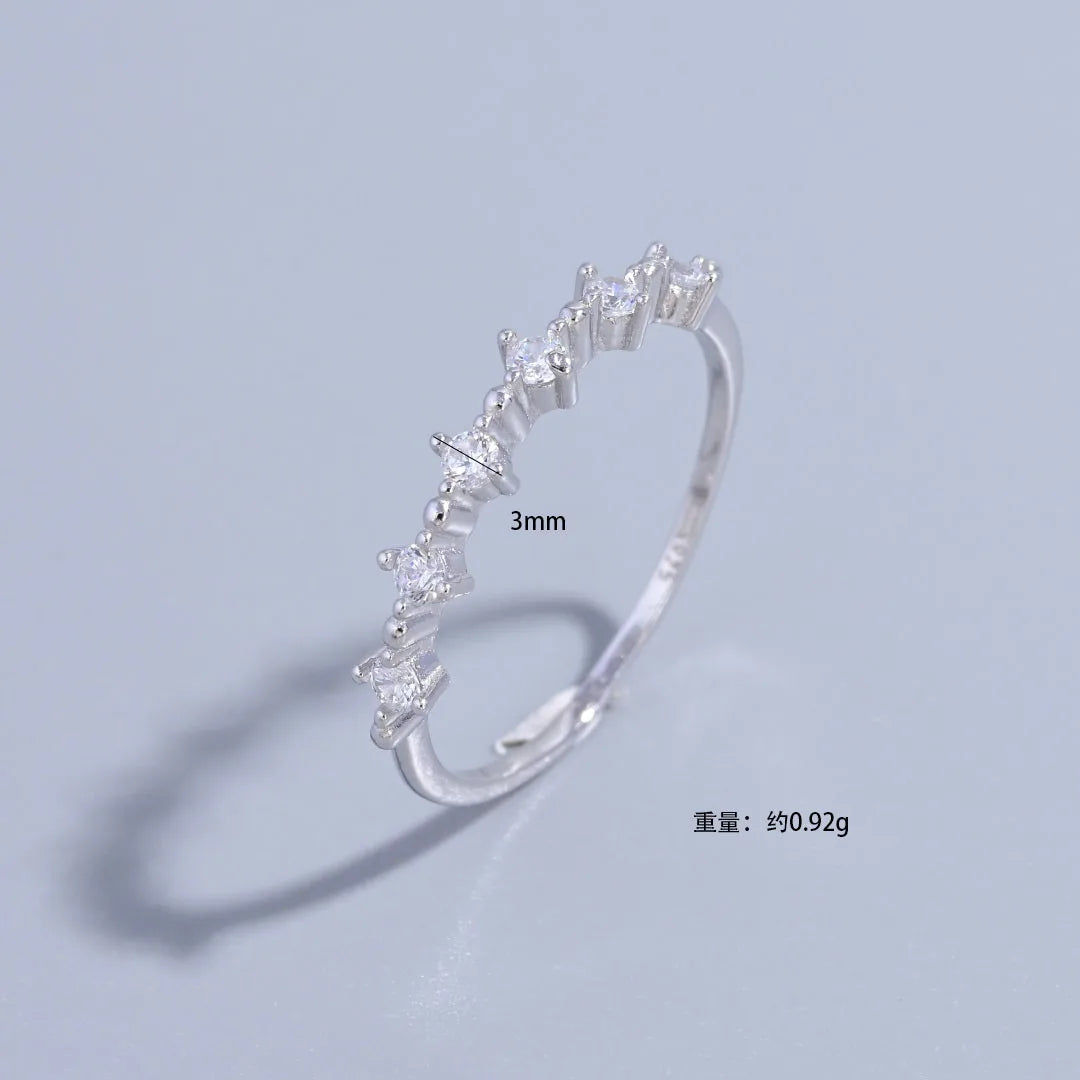 S925 Sterling Silver French Luxury Zircon Ring for Women,Simple Fashionable Jewelry Gifts Accessories Wholesale Dropshipping