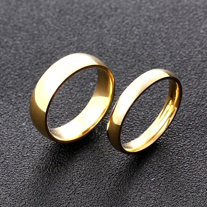 High quality titanium steel plated 18K gold ring couple ring Europe and the United States men and women 2mm4mm6mm8mm simple ring