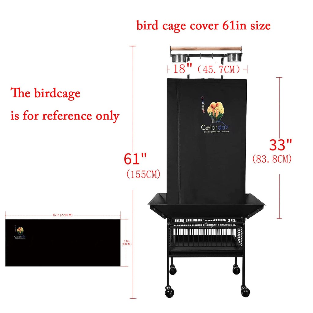Black Bird Cage Shading Cover, Large Universal, Blackout, Breathable Parrot Cage, Good Night Covers