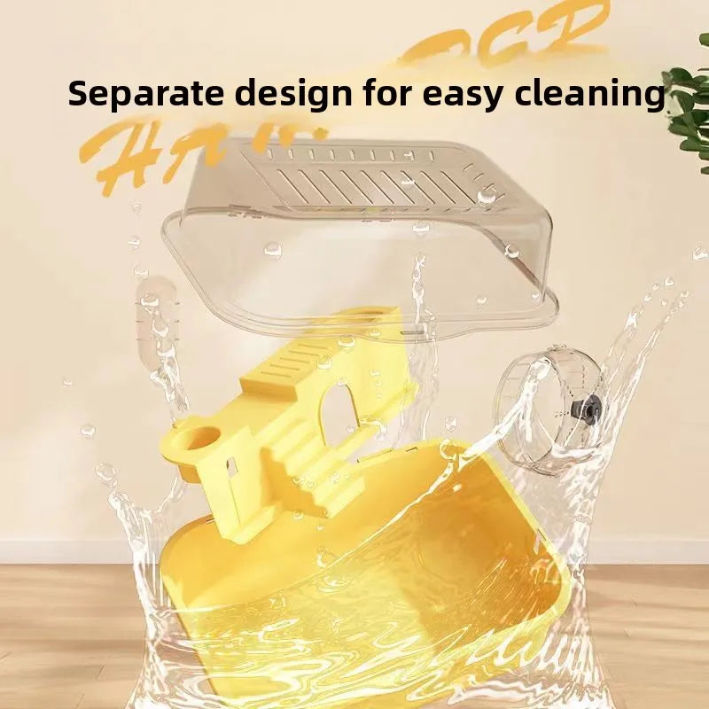 Plastic Hamster Cage, Transparent Panoramic View, Luxury Villa for Golden Hamsters, Double-Layered