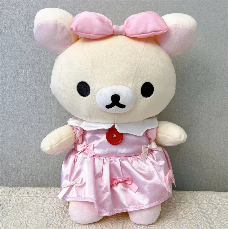 Rilakkuma Korilakkuma Plush Toy Medium 30cm Ribbon Makeup Rilakkuma Cute Kawaii Bear Stuffed Animals Soft Doll Girls Toys Gift
