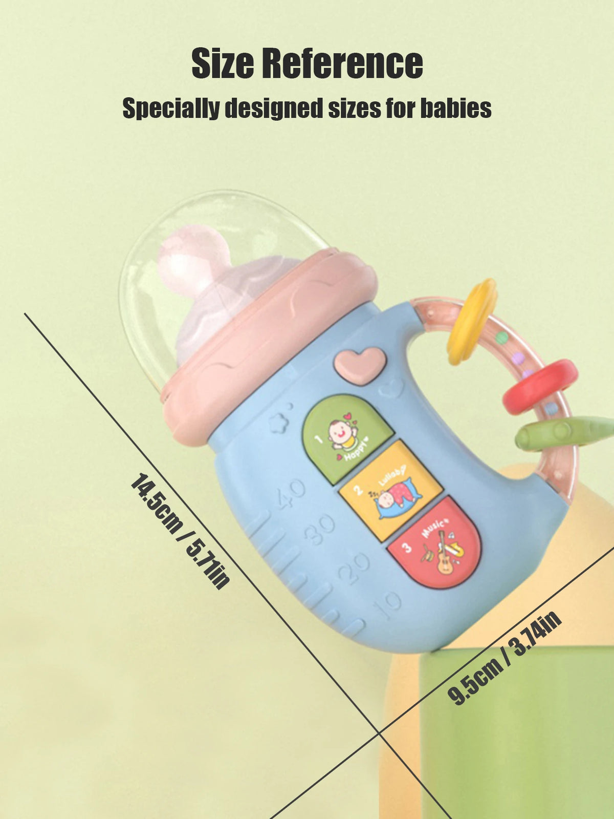 1pc Baby Musical Feeding Bottle Newborn Soft Teether Rattles Educational Toy 18M+ Mobile Rattles Toys Soothing Vocal Music