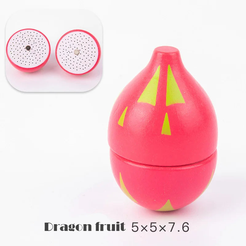 Magnetic Wooden Cutting Fruits Vegetables Pretend Play Simulation Kitchen Toys Classic Game Montessori Educational Toys For Kids