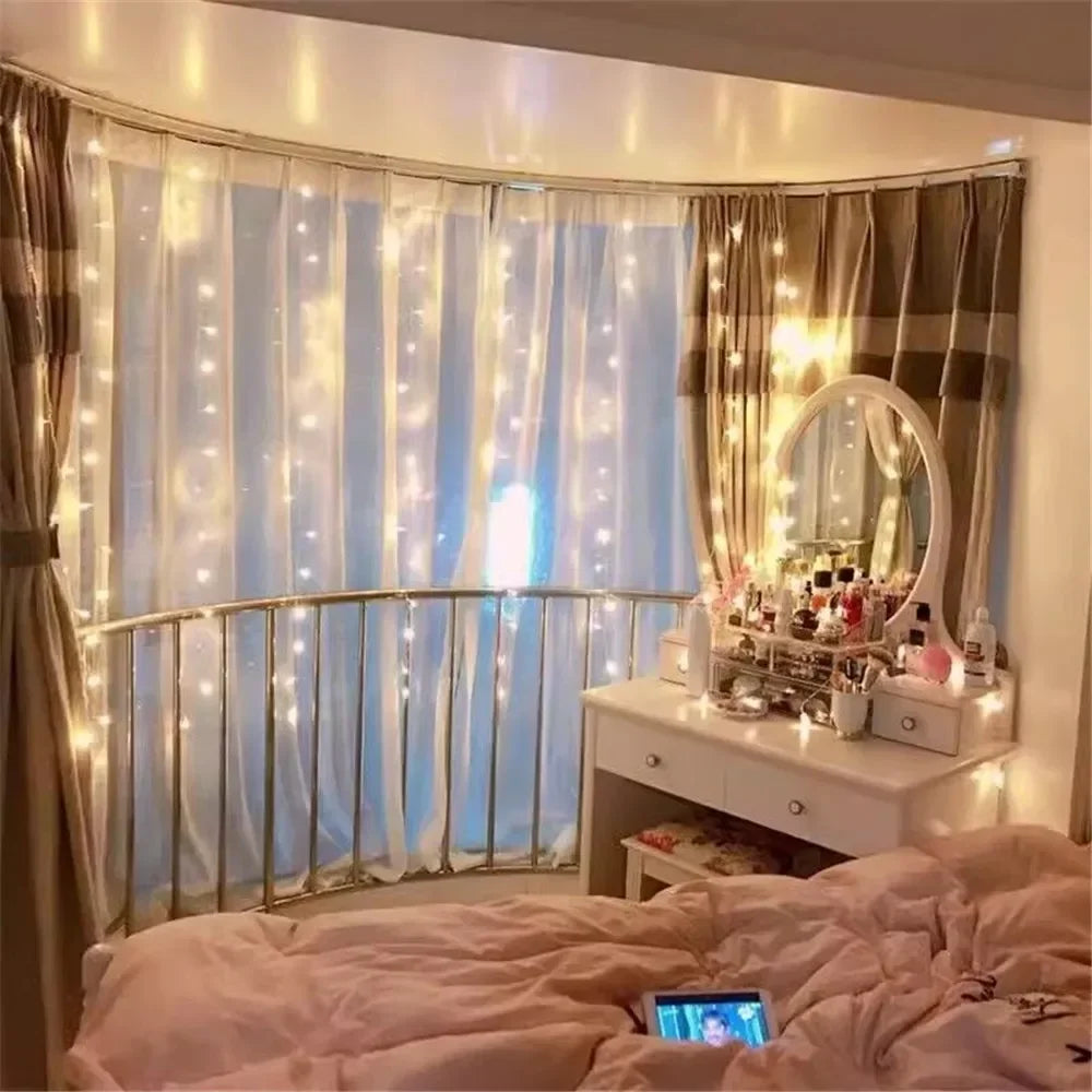 USB LED Curtain Lights with Remote Control, Christmas Fairy Lights for Wedding Birthday Bedroom Party Home Decor