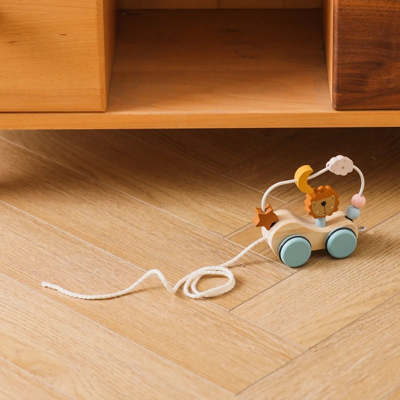 Wooden Montessori Toys Animal Block Dragging Stars Moon Surround Train  Hand Coordination Stacking Toy Handmade Decoration Gifts