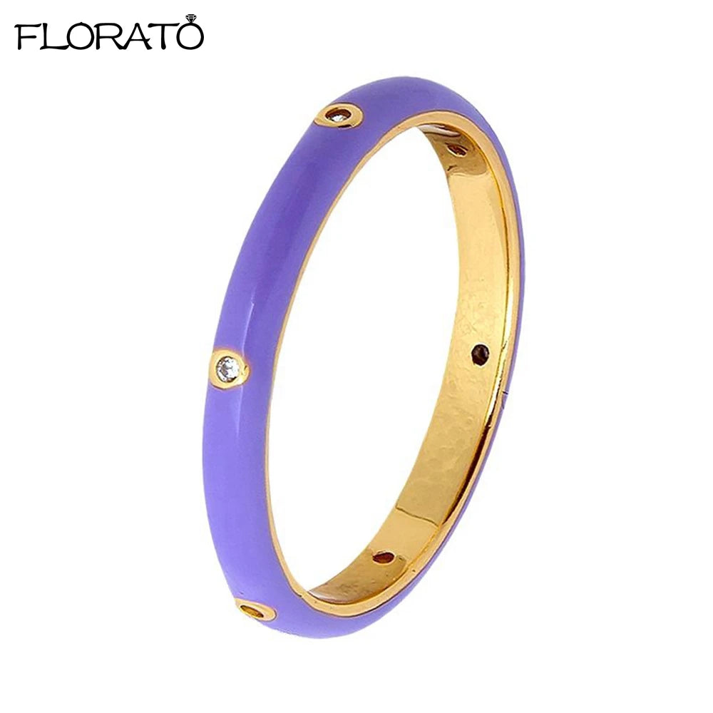 Trendy 18K Gold Plated Engagement Ring for Women Luxury Fashion Elegant Purple Crystal Wedding Rings Party Jewelry Gifts
