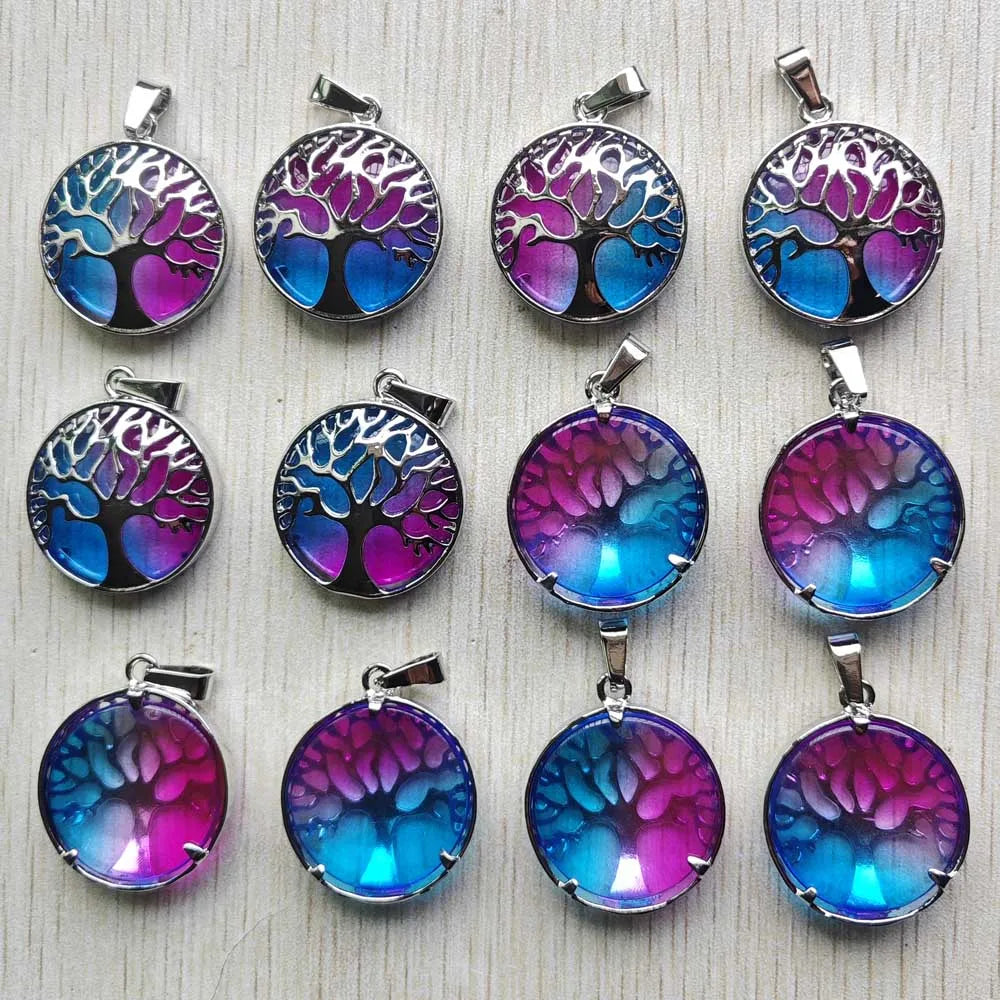 Wholesale 12pcs/lot Fashion Natural Stone Alloy Tree of Life Mix Pendants for Necklaces Jewelry Accessories Making Fast Shipping