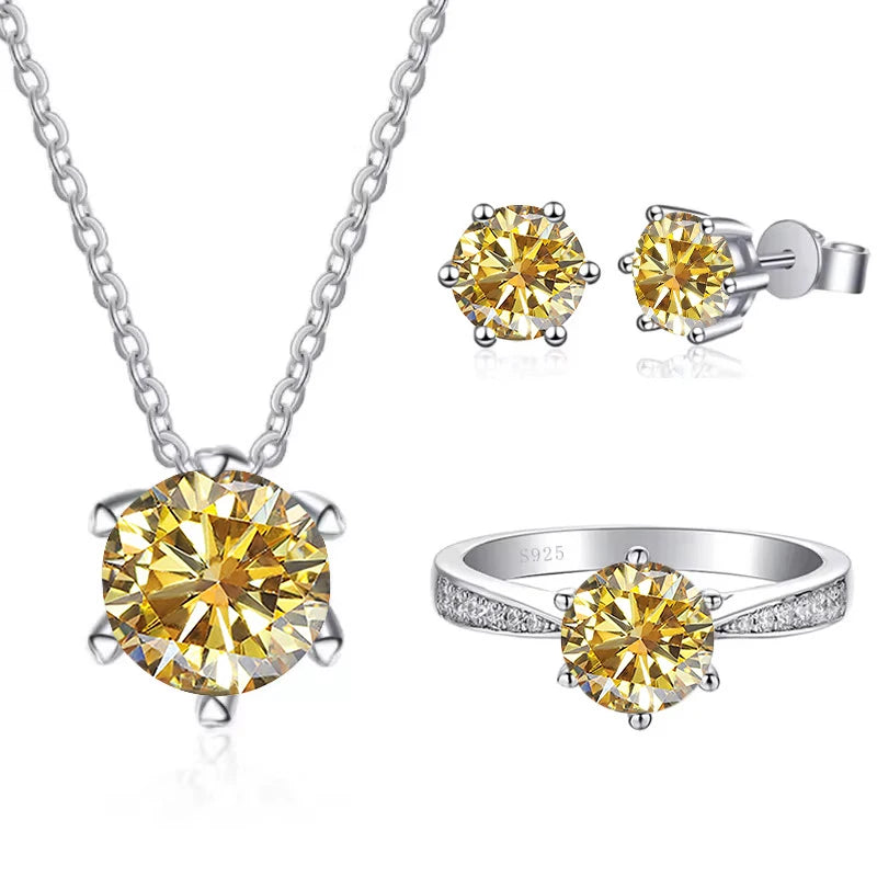 JoyceJelly Moissanite Jewelry Set With 1CT D Color VVS 3EX moissanite stone pass diamond test Wedding Luxury Fine Jewelry gift