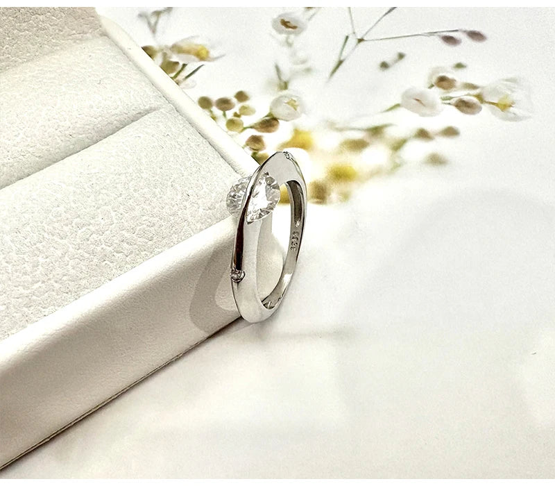 Sola-Bling 100% Pass Diamond Tester Moissanite Ring 925 Sterling Silver Rings For Women Sparkling Wedding Eternity Jewelry
