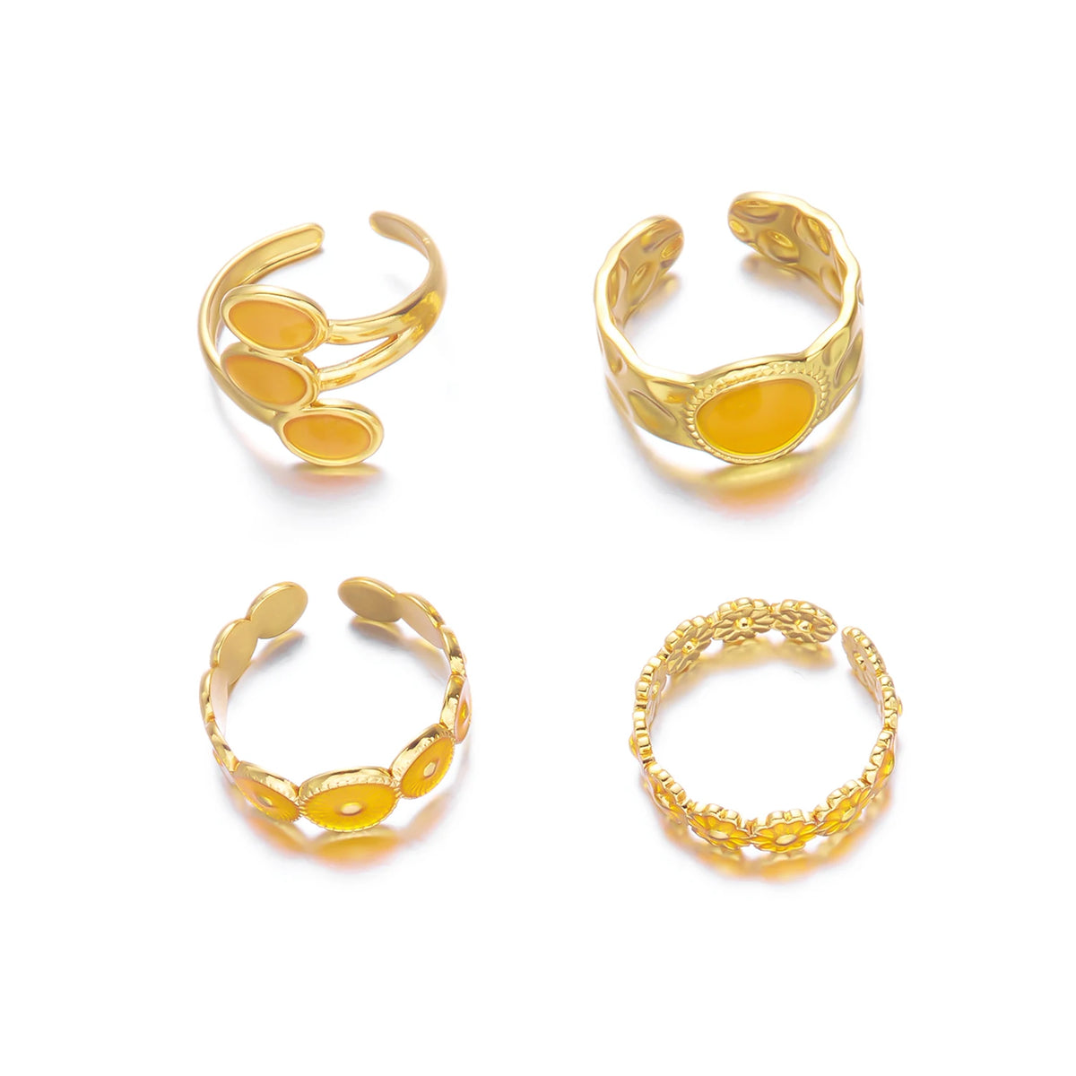 Stainless Steel French Vintage Ethnic Color Gemstone Ring for Women Punk Personality Stackable Open Finger Ring Hand Jewelry