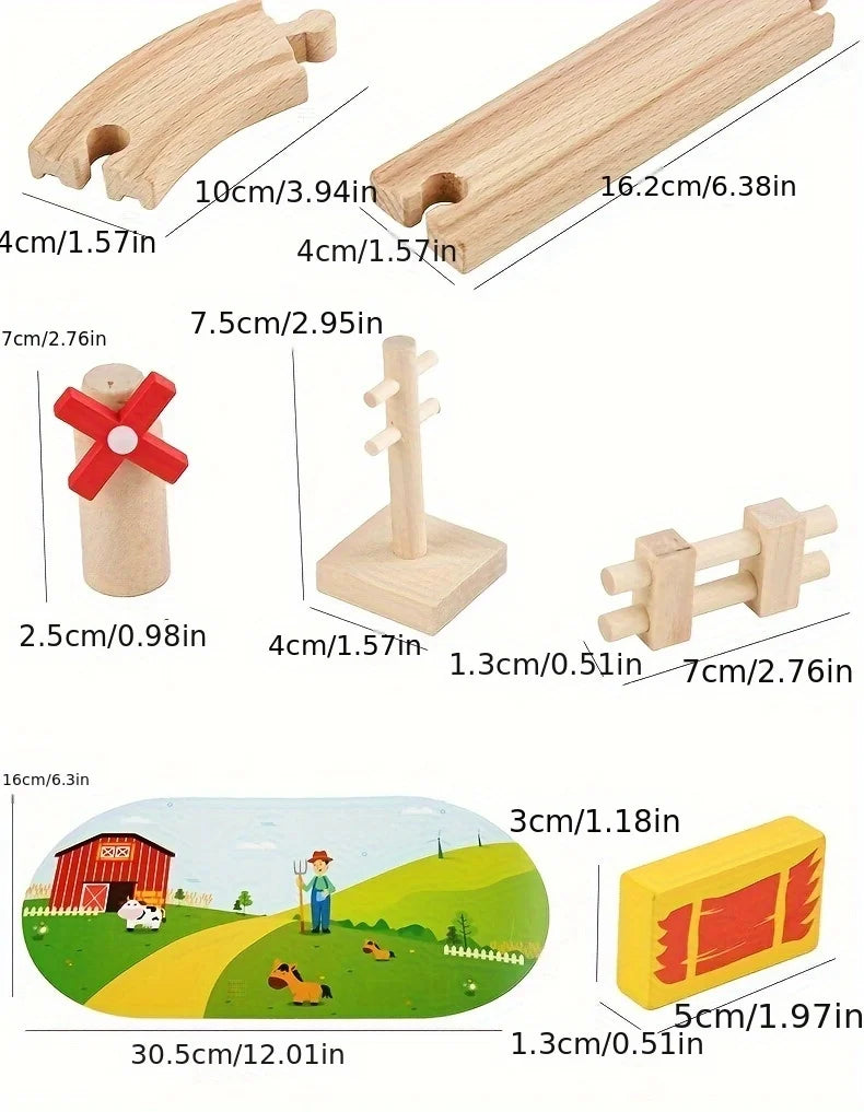 Wooden Rail Car Toy Children's Train Puzzle Assembly Early Education Toy Boy and Girl Birthday Gift Set