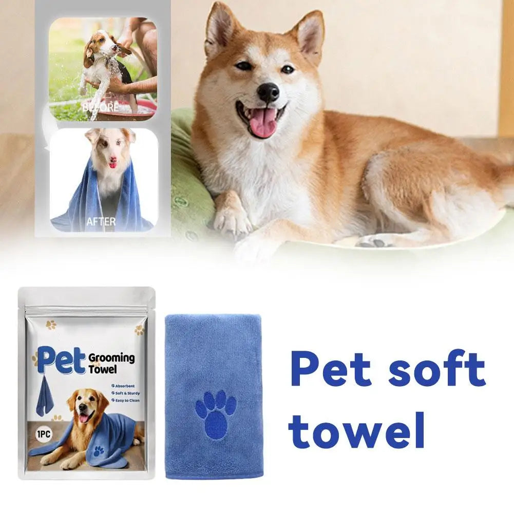  Quick-Drying Microfiber Pet Towel Absorbent Pet Bath Towel Embroidered Super Soft Towel For Cat Dogs Grooming Supplies