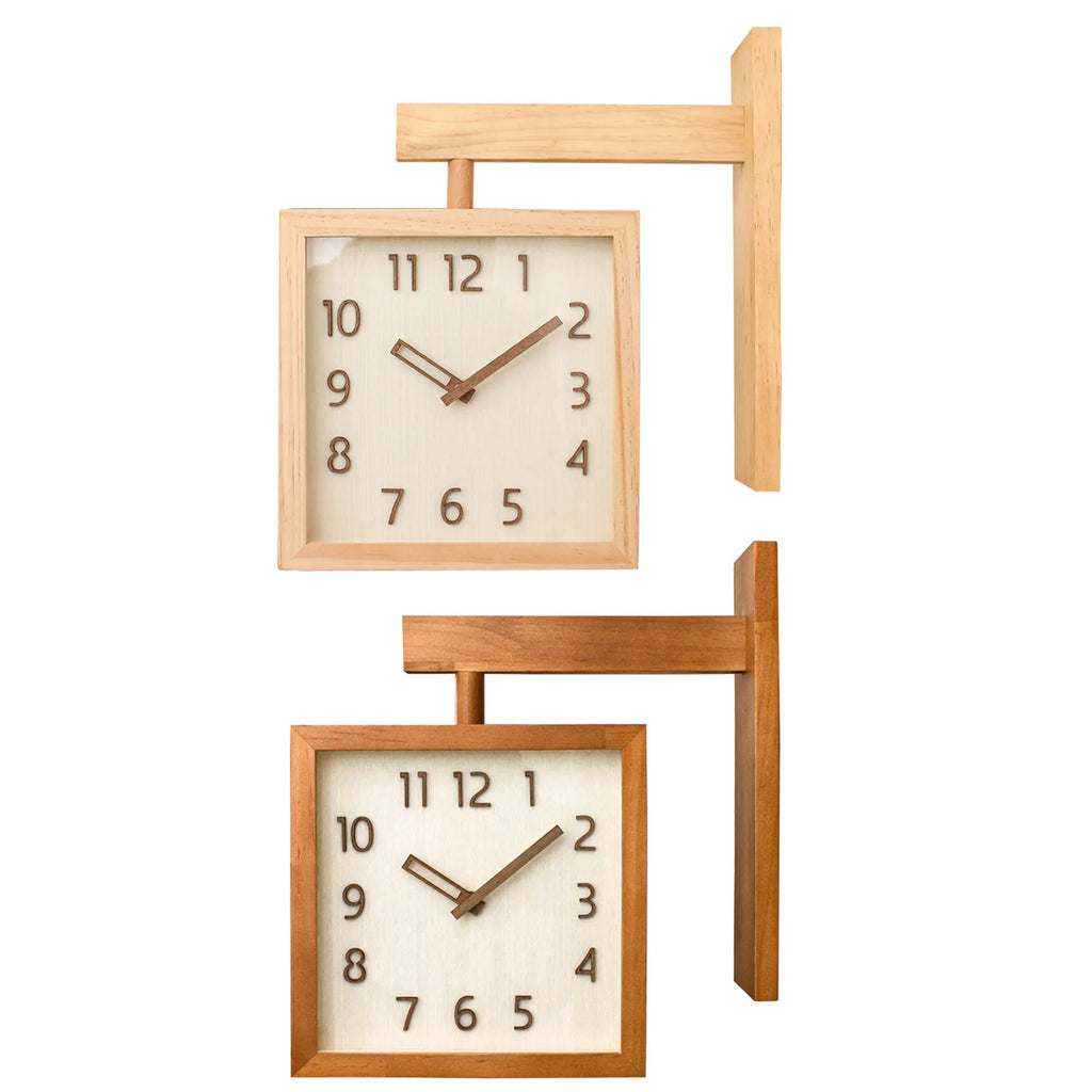 Corner Clock Double Sided Corner Clock  Decorative Silent Wooden Simple Battery Powered for Home  for Living Room