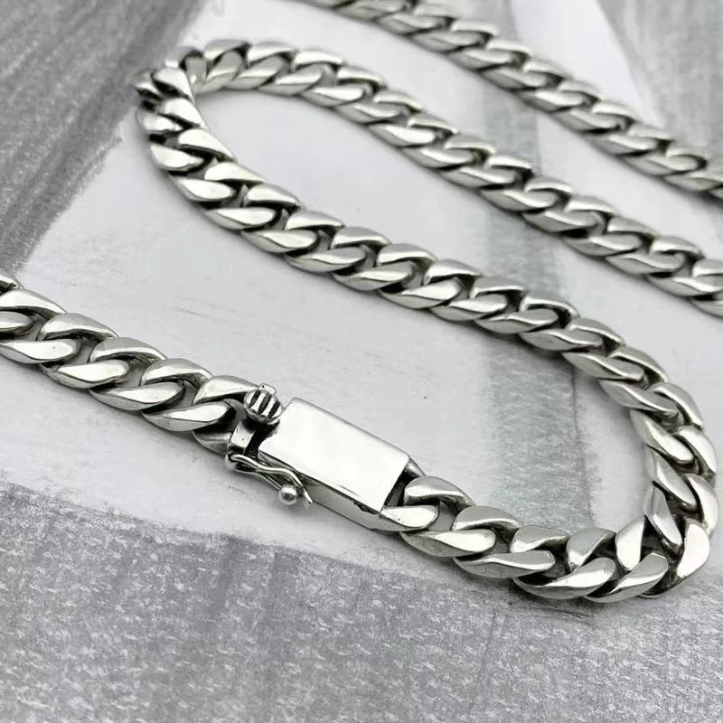 100% S925 Sterling Silver Necklace 7/810MM Punk 925 Silver Chains Original Certified Silver Jewelry Gifts Factory Price