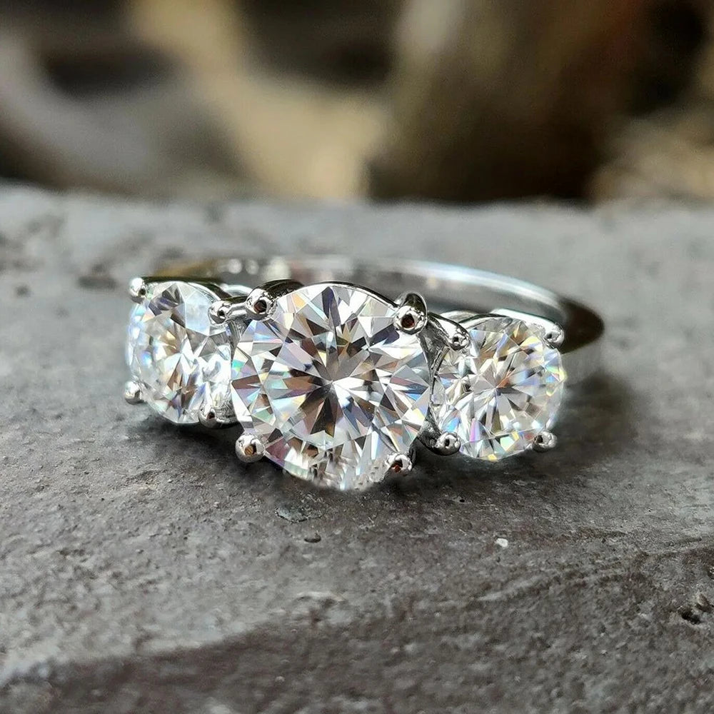 JoyceJelly S925 Sterling Silver Colors Moissanite Ring 2CT 4CT Total Full Moissanite Diamond Jewelry For Wedding Engagement Gift