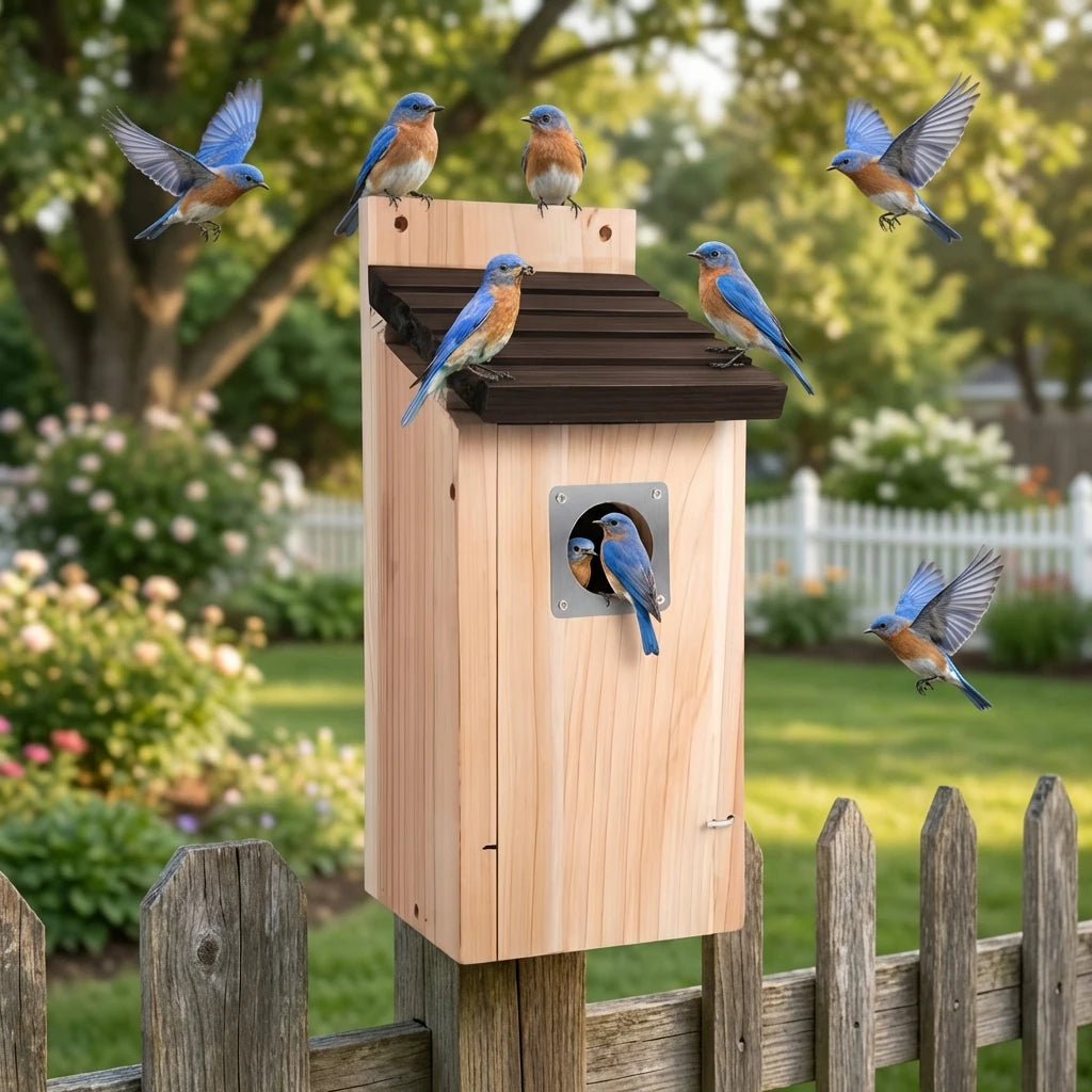 Bird Houses for Outside  Cedar Bird House Outdoor, Bluebird Finch Swallow Wren Chickadee Assembly Required