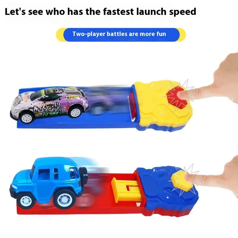 4Pcs Christmas Birthday Gift For Boys Kids Mini Plastic Track Launcher Competitive Racing Game Developing Fine Motor Skills
