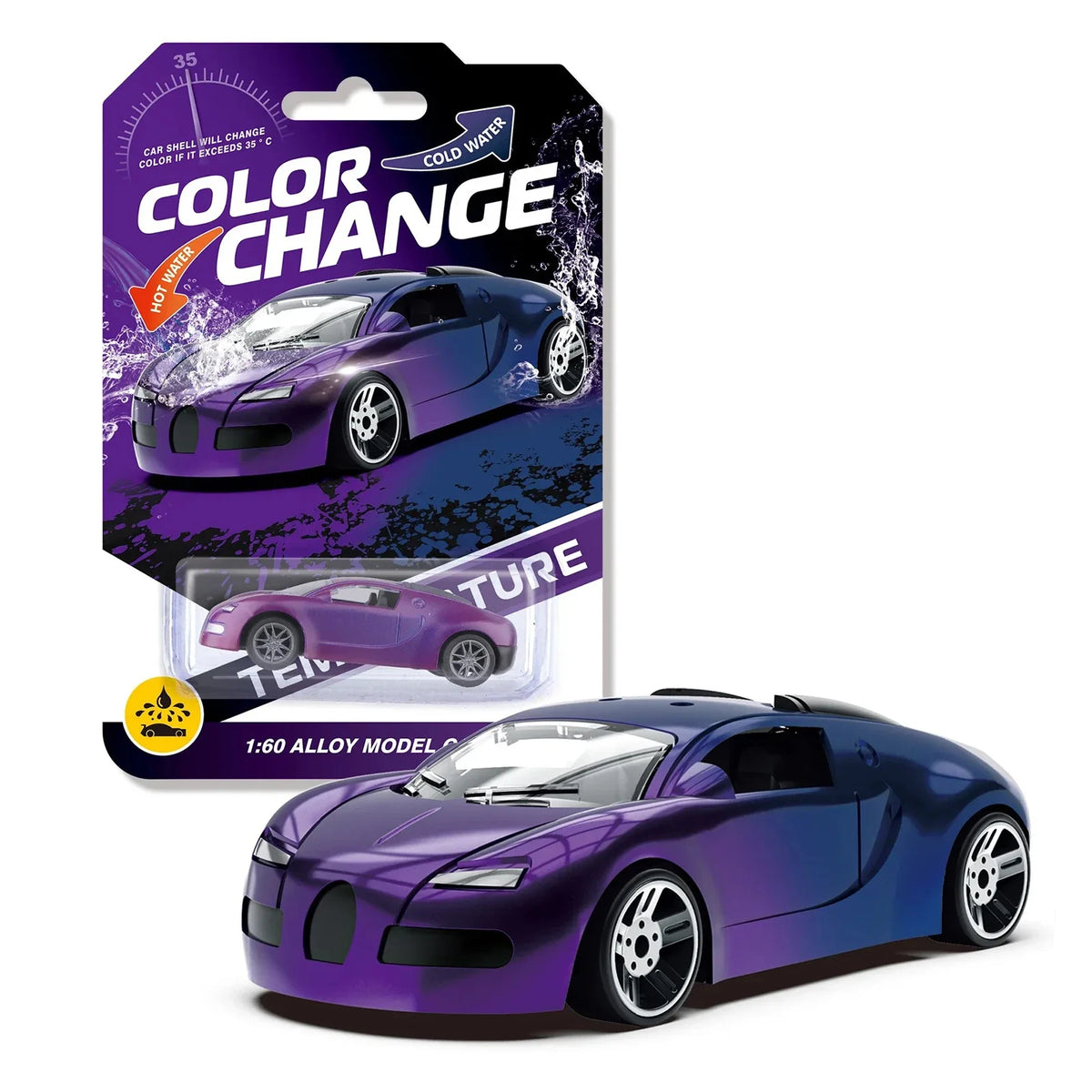 1:64 Alloy Racing Car Inertia Pull Back Toy with Temperature Sensitive Color Changing Magic Crash-Resistant Birthday Gift