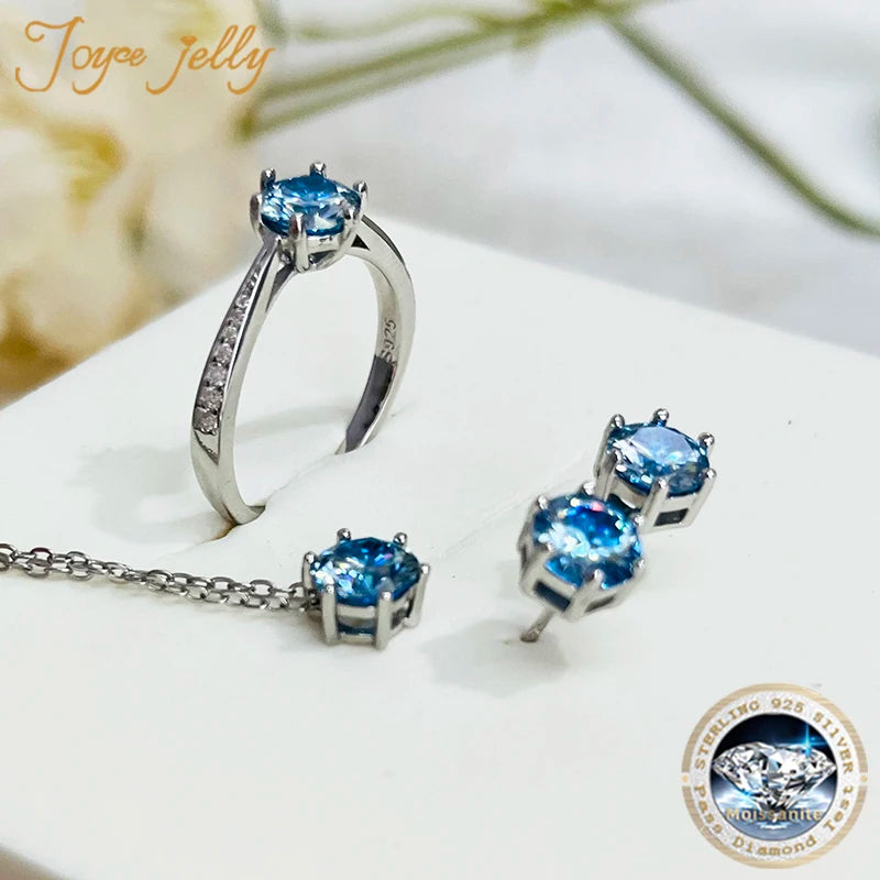 JoyceJelly Moissanite Jewelry Set With 1CT D Color VVS 3EX moissanite stone pass diamond test Wedding Luxury Fine Jewelry gift