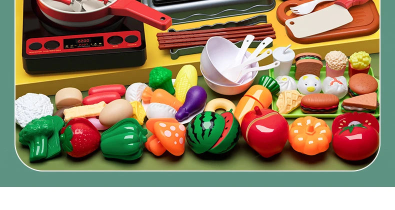 Cutting Play Food Toy for Kids Kitchen Pretend Fruit & Vegetables Accessories Educational Toy Food Kit for Toddler Children Gift