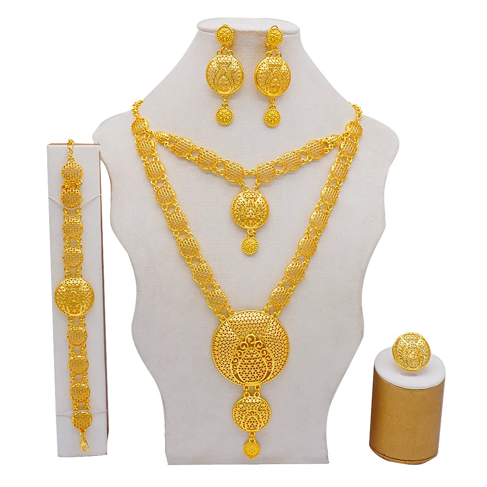 Ethiopian Fashion Women's Jewelry Set African Wedding Jewelry Set Necklace, Bracelet, Earrings, and Ring Set