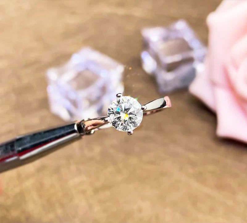 100% Real Moissanite Ring D VVS1 Pass Diamond Test Pen Adjustable Size S925 Sliver GRA Certificate Wedding Rings for Women 02