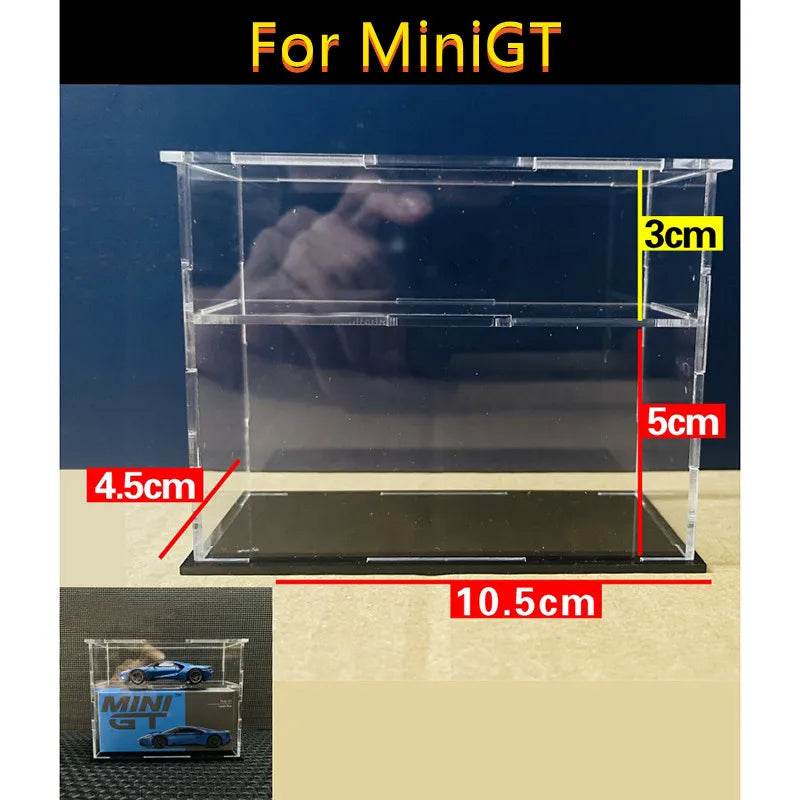 1/64 Model Cars Acrylic Display Case Fit for Mini Size MiniGT Tomica Required Assembly Proof Box Cabinet Toy Vehicles