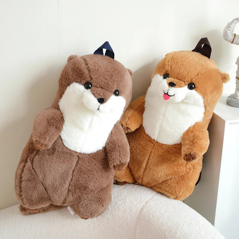 50cm Sea Otter Plush Backpack Cartoon Cute  Plush Toy Soft Stuffed Animal Shoulder Bag for Kids Girls Birthday Gifts