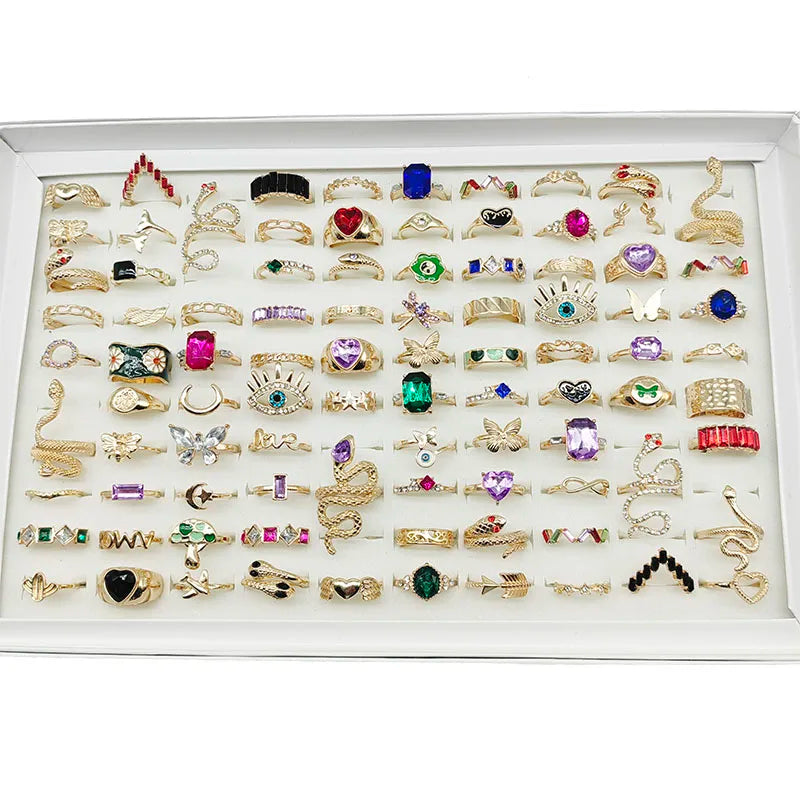 50000 Style Different Finger Rings Wholesale In Stock 100pc/Lot Hot Vintage Silver Gold Color New Alloy Joint Ring Party Women