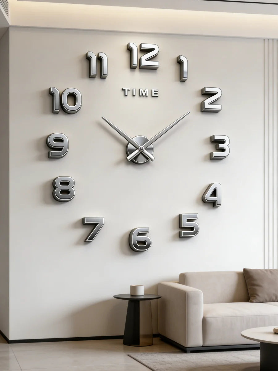 2026 Modern Design Large Wall Clock 3D DIY Quartz Clocks Fashion Watches Acrylic Mirror Stickers Living Room Home Decor Horloge