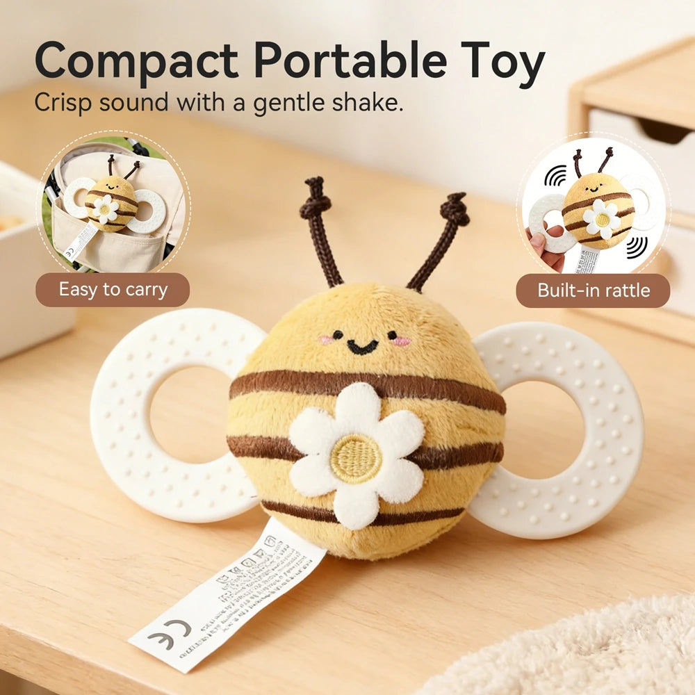 Baby Rattle Toy Baby Crib Moving Bell Felt Plush Bee Soothing Doll 0-12 Months Baby Montessori Sensory Touch Toy Newborn Gift