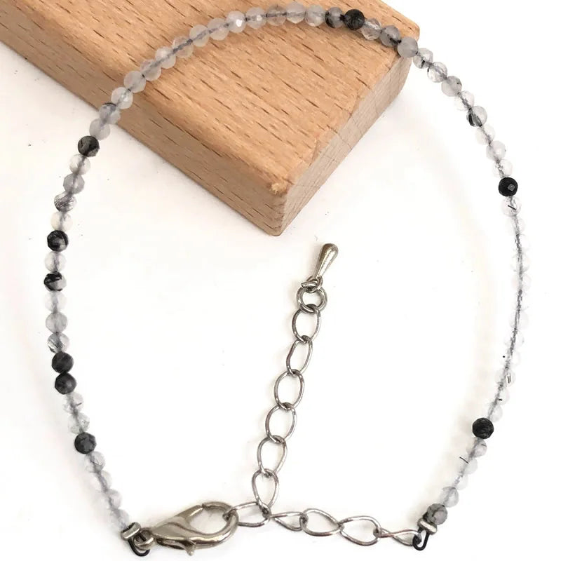 Mini 2-3mm Stone Beaded Faceted Natural Agat Quartzs Necklaces bracelet Female Fashion Party Choker for Women Girls Jewelry Gift