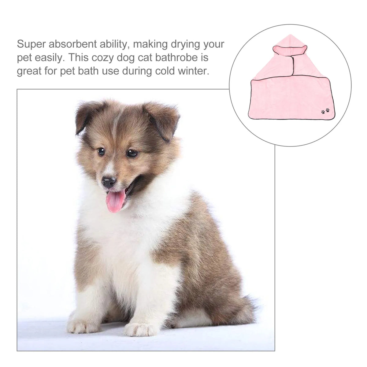 Pet Bathrobe Thick Coral Fleece Absorbent Warm Shower Towel Puppy Bathrobe Convenient Drying Pet Bath Accessories for Winter
