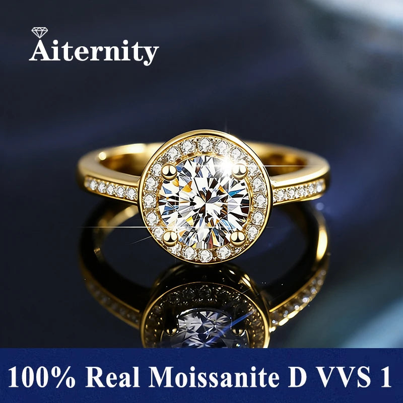 Men And Women's Moissanite Wedding Ring D VVS1 Adjustable Size S925 Silver GRA Certificate Wedding Ring