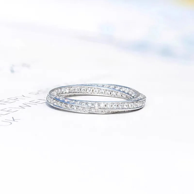infinity ring S925 Sterling Silver Micro pave Moissanite Engagement Wedding Band Rings for women Party Jewelry