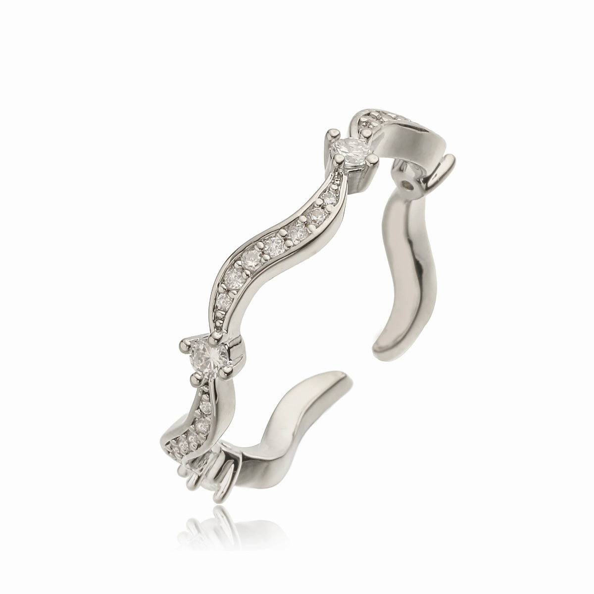 HECHENG,Korean Minimalist Style Fashion Wavy CZ Stone Chain Necklace/Bracelet/Ring Collar Jewelry Gift Selection 1 Pc