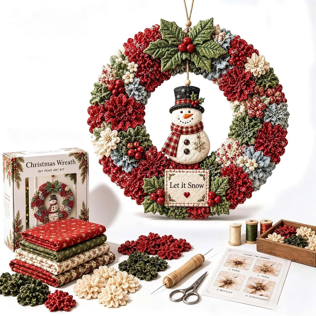3D Christmas Fabric Poke Art Kit No-Sew Christmas Craft Holiday Door Decor Holiday Family Craft Art Kit Christmas Gift