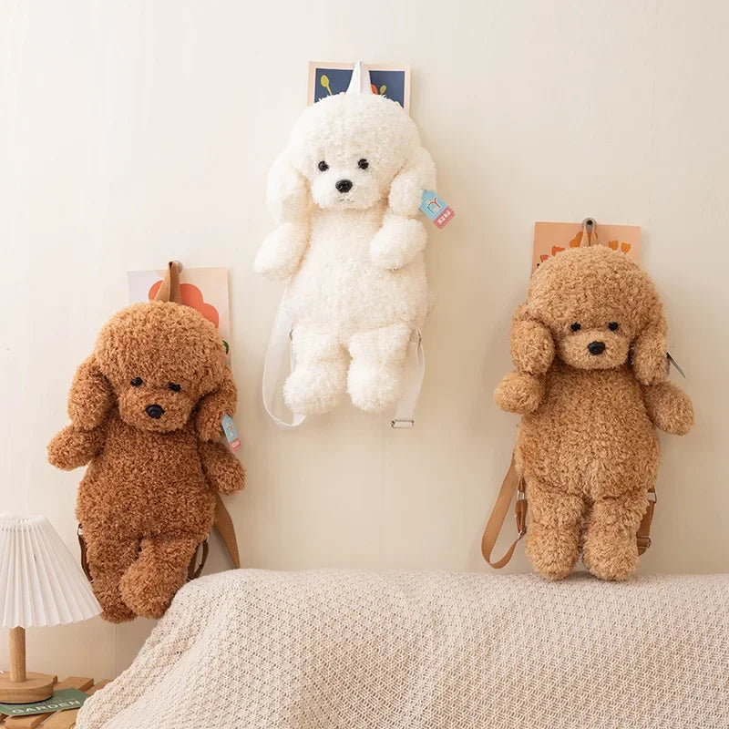 35/45CM Teddy Dog Backpacks Stuffed Animal Poodle Bag Plush Adjustable Schoolbags Kindergarten Plush Backpack Toys Gifts