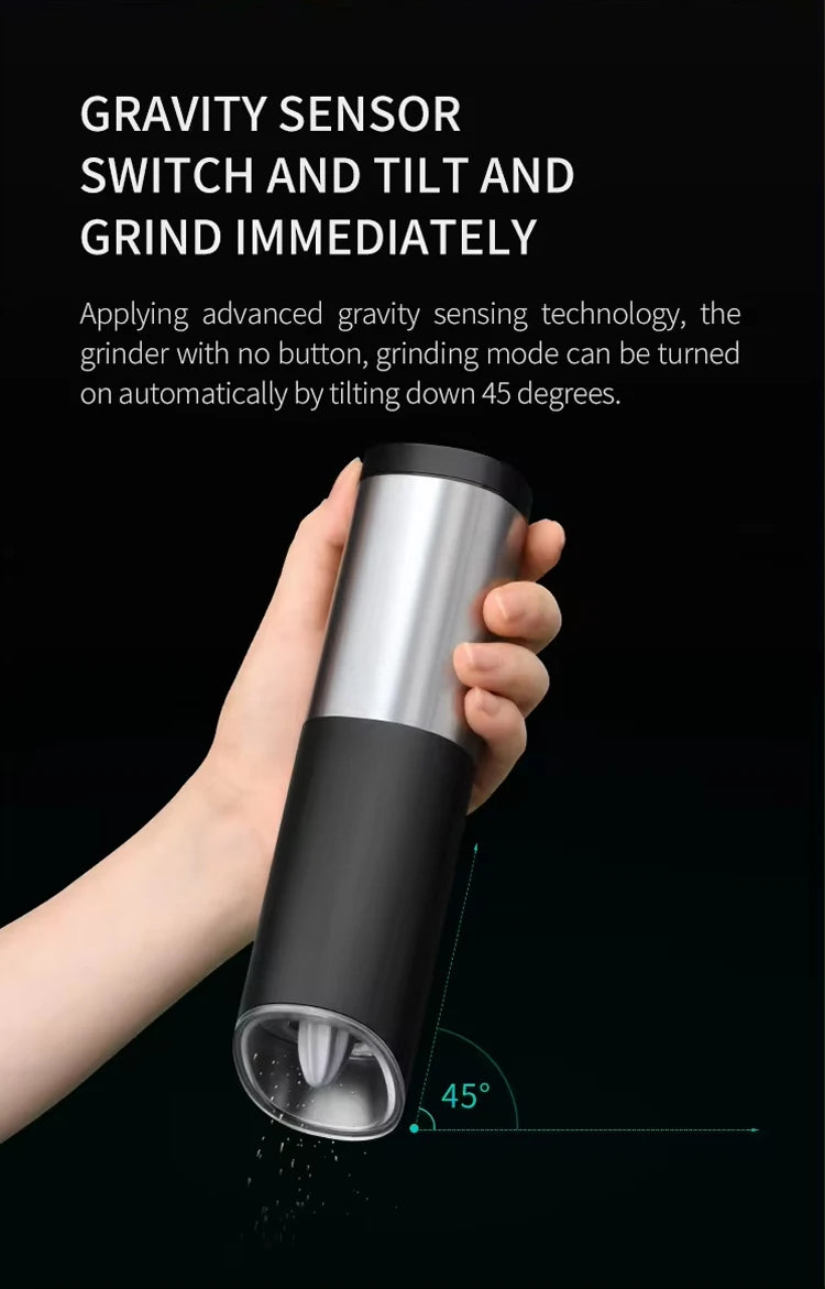 1/2 pcs Electric Automatic Salt and Pepper Grinder Set Led Light Grinder Set Spice Mill Adjustable Spices Grinder Kitchen Tools