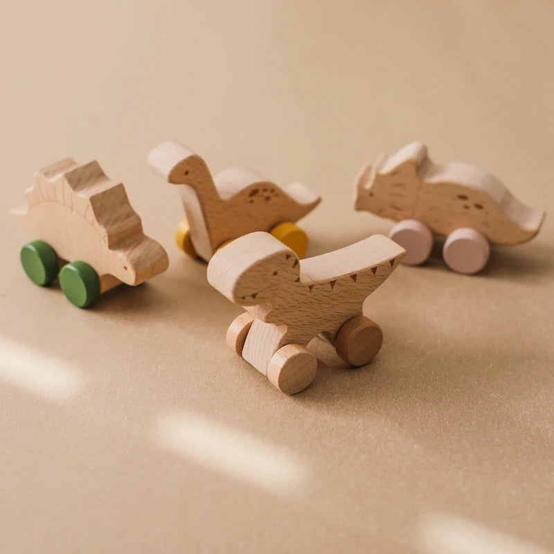 Wooden Montessori Toys Animal Block Dragging Stars Moon Surround Train  Hand Coordination Stacking Toy Handmade Decoration Gifts